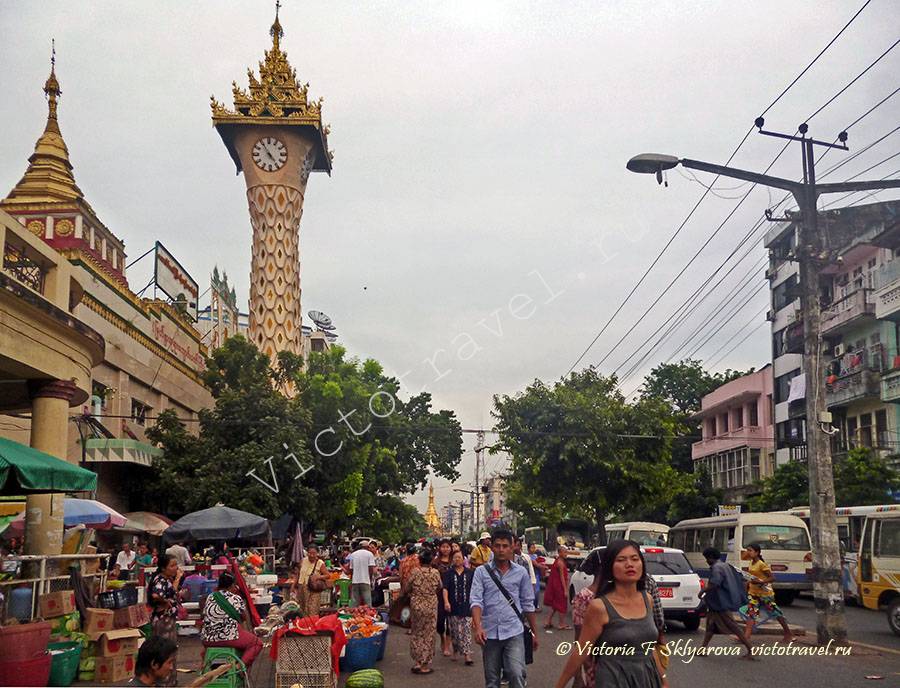 башня с часами, архитектура, Янгон, Мьянма