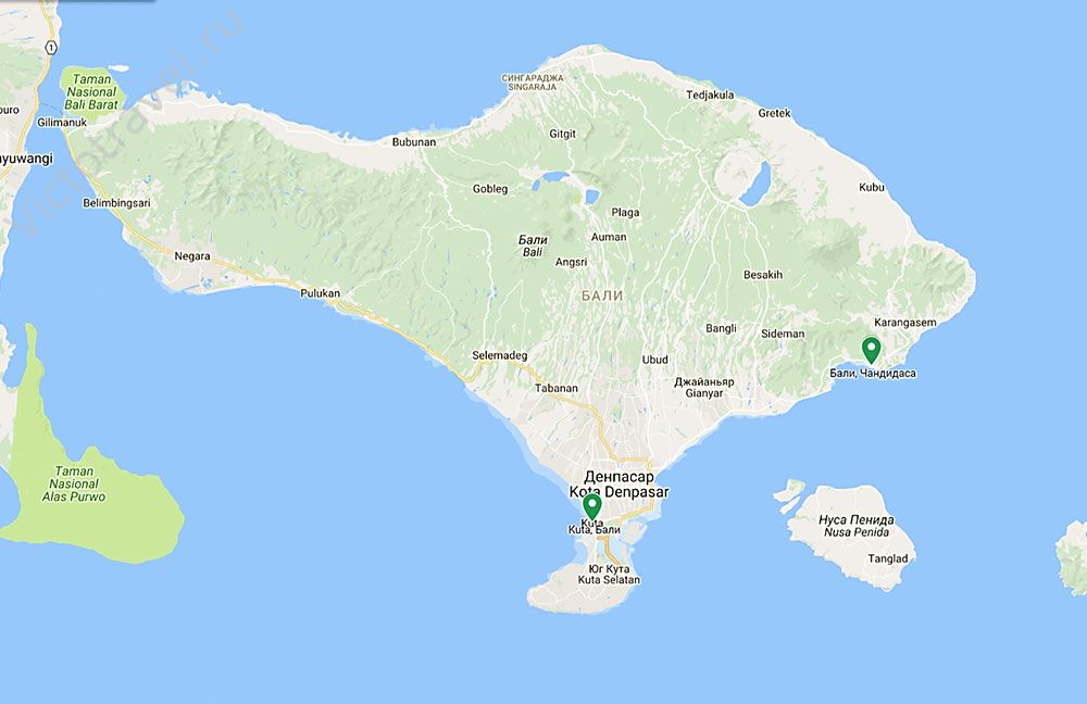 карта острова Бали